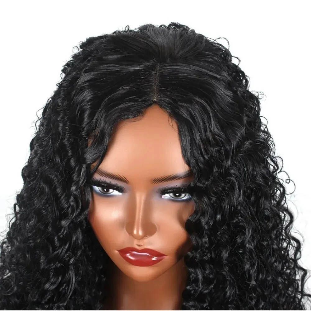 Women's Curly Wavy Chest Long Wigs Black Ladies Synthetic Medium length Hair US